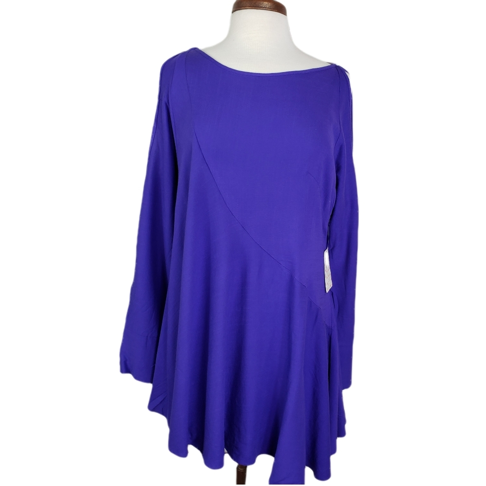 Free People Top Tunic Dress Purple Violet Cold Shoulder sz Small Colorful NWT
